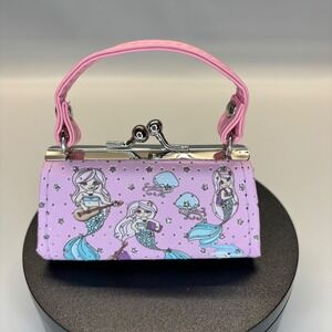 Mini Coin Purse TikTok Lipstick Kiss Clasp Mermaids Print Small Bag